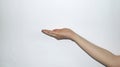 Woman s open hand on a white background