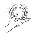 Open hand with magic ball. Royalty Free Stock Photo