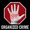 Open hand with the text stop crime organized. Global social problem Royalty Free Stock Photo