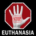 Open hand with the text stop euthanasia