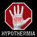 Open hand with the text stop hypothermia Royalty Free Stock Photo