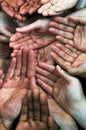 Open hands, diversity group and together with community, solidarity and support. Trust, faith and charity hands gesture Royalty Free Stock Photo