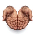 Open hands offering: giving, receiving, charity, generosity, support, and blessing on transparent background Royalty Free Stock Photo