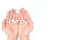 Open hands praying for mercy. Coronavirus pandemic crisis. Royalty Free Stock Photo