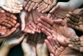 Open hands support, diversity and together with community, solidarity and help. Trust, faith and charity hand gesture Royalty Free Stock Photo