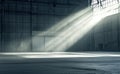 The open hangar doors allow a bright light to enter, as shown in a 3D rendered image Royalty Free Stock Photo