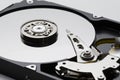 Open hard disk drive closeup