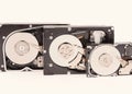 opened hard disk drives isolated on the white background Royalty Free Stock Photo