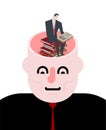 Open head. Businessman reads books. Brainstorm Concept illustration