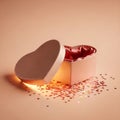 Open Heart-Shaped Box with Sequins Royalty Free Stock Photo