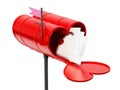 Open heart shaped mailbox full of love letters. 3D illustration Royalty Free Stock Photo