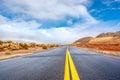 Open highway and rainbow Royalty Free Stock Photo