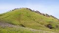 Open Hill Top with New Spring Grasses Royalty Free Stock Photo