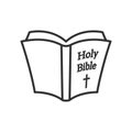 Open Holy Bible Outline Flat Icon on White