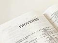 Open Holy Bible proverbs Book Old Testament Scripture on white background Royalty Free Stock Photo