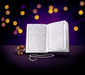 Open Holy Quran Book With Rosary and Dates Royalty Free Stock Photo