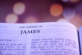 Open Holybile Book Index The letter of James for background and education Royalty Free Stock Photo