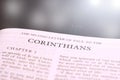 Open Holybile Book Index The second letter of paul to the corinthians for background Royalty Free Stock Photo