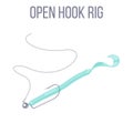 Open hook rig and soft plastic worm stickbait setup.