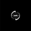 Open 24 hours arrow icon symbol isolated on dark background