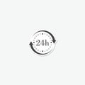 Open 24 hours arrow sticker icon symbol