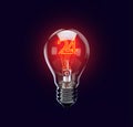 Open 24 hours. Light bulb illuminates with number 24. Brand Concept.