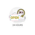 Open 24 Hours Working Time Label Icon Royalty Free Stock Photo
