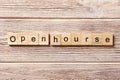 Open Hourse word written on wood block. Open Hourse text on table, concept Royalty Free Stock Photo