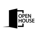 Open house with open door stock icon, flat design