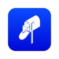 Open house postbox icon blue vector