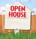 Open House Yard Sign Wood Colorful Royalty Free Stock Photo