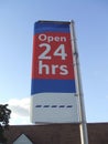 Open 24 hrs. sign. store opens all day or 24 hours sign.