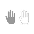 Open human hand icon. Grey set .