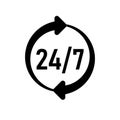 Open 24 7 icon. Service 24 hours day and 7 days week. Open around clock Royalty Free Stock Photo