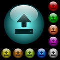 Open icons in color illuminated glass buttons