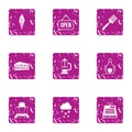 Open icons set, grunge style