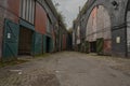 Open Industrial workshops under railway arches and bridge Royalty Free Stock Photo