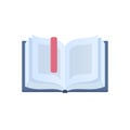 Open and interesting book with a bookmark. Education, learning. Royalty Free Stock Photo