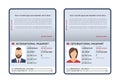 Open international passports. Id blank male and female document photo page. Vector travel and immigration document
