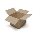 Open isometric box. Empty paper parcel. Realistic carton. Vector illustration