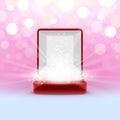 Open jewelry box with glowing from inside Royalty Free Stock Photo