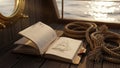 Nautical Journal and Rope on a Ship Deck Royalty Free Stock Photo