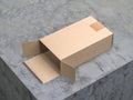 Open Kraft paper cardboard box Mockup with Gold Sticker