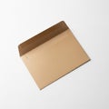 Open Kraft Paper Envelope with Brown Adhesive Strip on a Light Gray Background Royalty Free Stock Photo