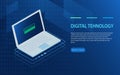 Open laptop with authorization form on screen, personal data protection