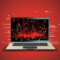 an open laptop with blood splatters on it