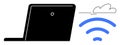 Laptop connecting to cloud via wireless technology for seamless digital communication Royalty Free Stock Photo