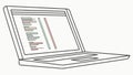 An open laptop computer showing lines of code on its screen vector, vector design Generative AI Royalty Free Stock Photo