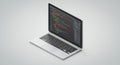 Open laptop displaying a code editor with colorful syntax highlighting on the screen. Royalty Free Stock Photo