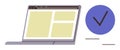 Laptop with Web Page and Check Mark Representing Successful Online Actions Royalty Free Stock Photo